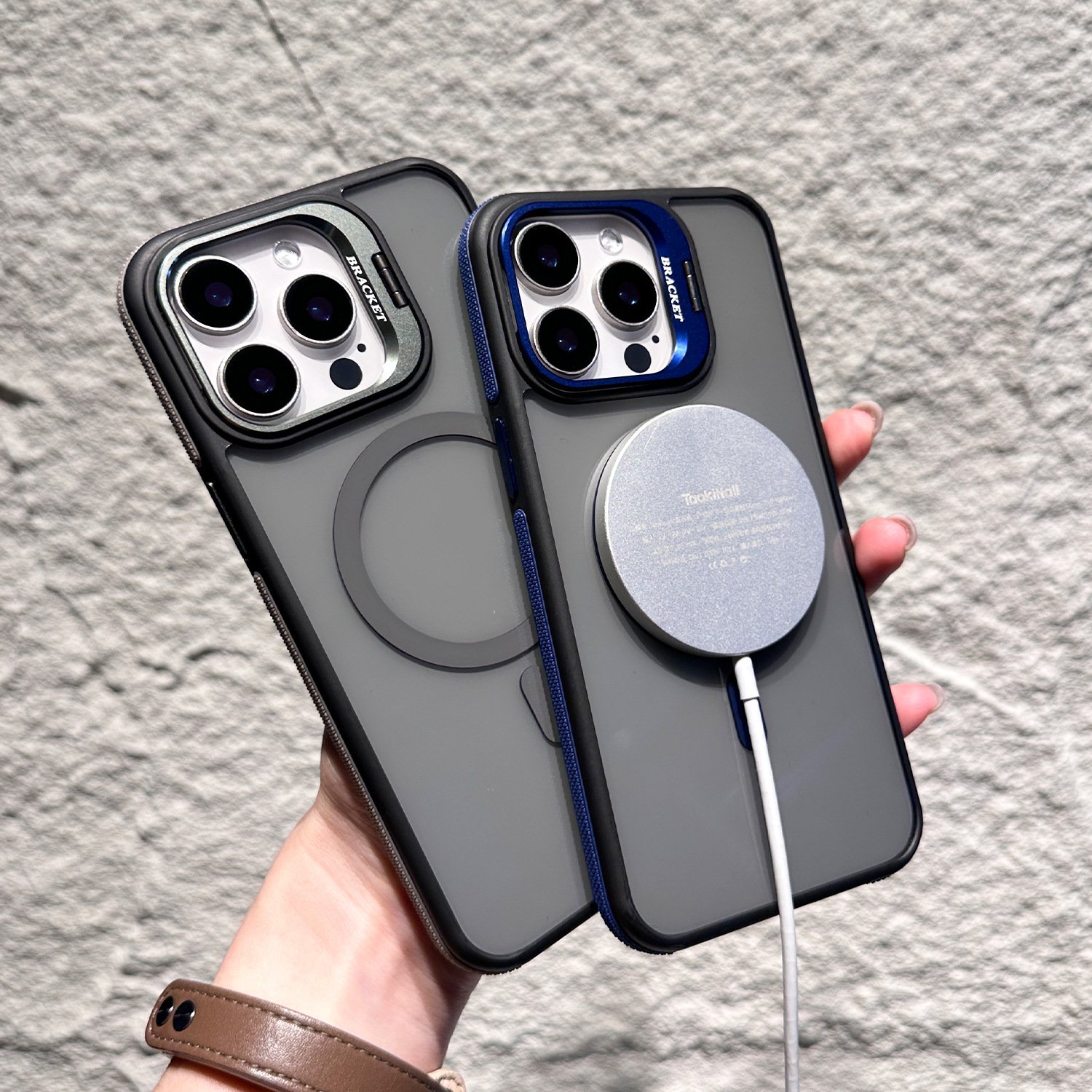 Magnetic Invisible Lens Holder Side Anti-slip Strips Phone Case For iPhone 16/15/14/13/12 Series