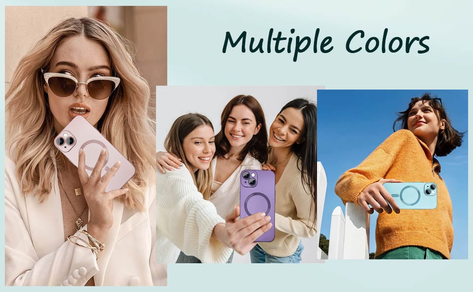 ankofave Magnetic case for Women, Matte Luxury Soft Metal Gloss Design with Camera Protective Film
