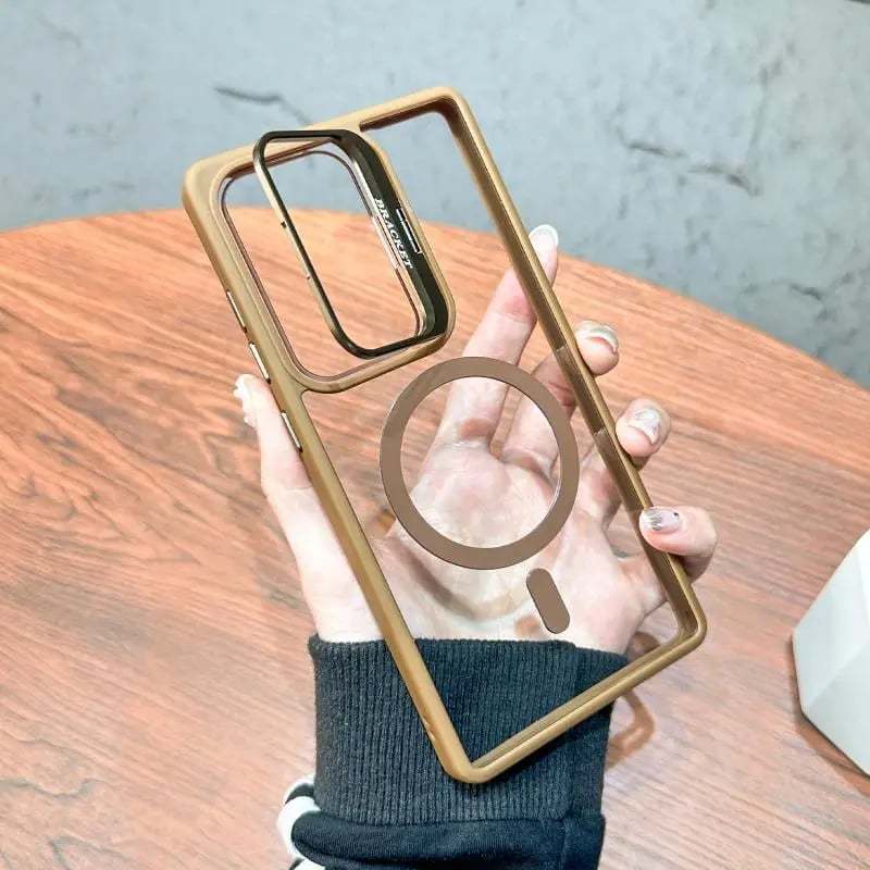 (S25 Updated) Magsafe Hidden Holder Clear Case For Samsung Galaxy S25 S24 Ultra S22 Plus S23 FE Shockproof Magnetic Wirelesss Charge Cover