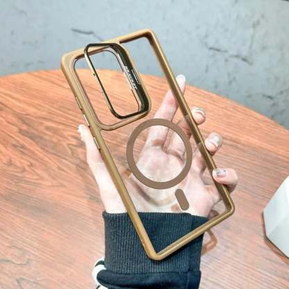 (S25 Updated) Magsafe Hidden Holder Clear Case For Samsung Galaxy S25 S24 Ultra S22 Plus S23 FE Shockproof Magnetic Wirelesss Charge Cover