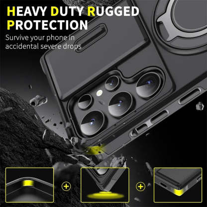 New Slide Camera Protection Magnetic Stand Phone Case for Samsung S25 ~ S21 Ultra