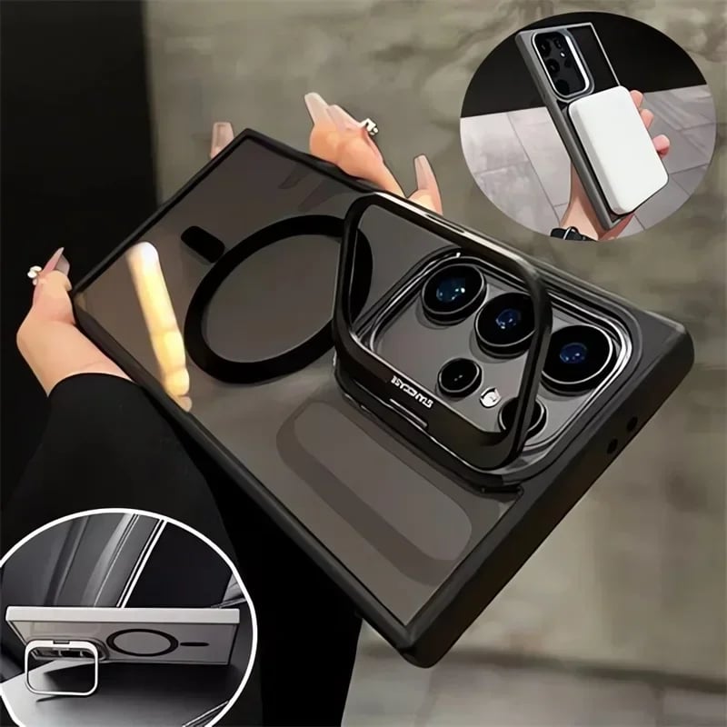 (S25 Updated) Magsafe Hidden Holder Clear Case For Samsung Galaxy S25 S24 Ultra S22 Plus S23 FE Shockproof Magnetic Wirelesss Charge Cover