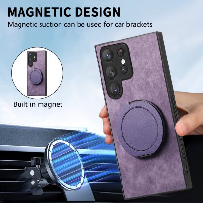 Magnetic Shockproof Leather Ring Stand Case For Samsung Galaxy S25/S24/S23/S22 Series and Galaxy A54/A55/A56