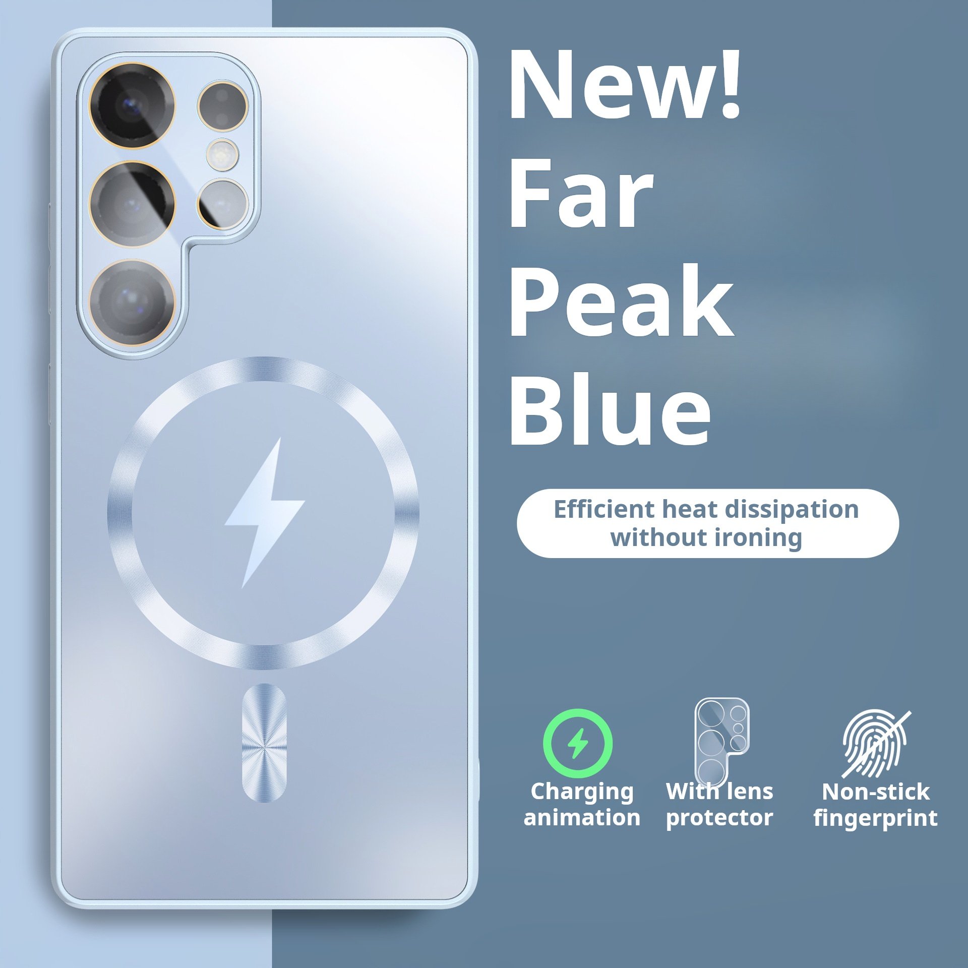 Lightning Magnetic Charging Matte Silky Feel Phone Case With Lens Protection for Samsung S25 S24 S23 Ultra 