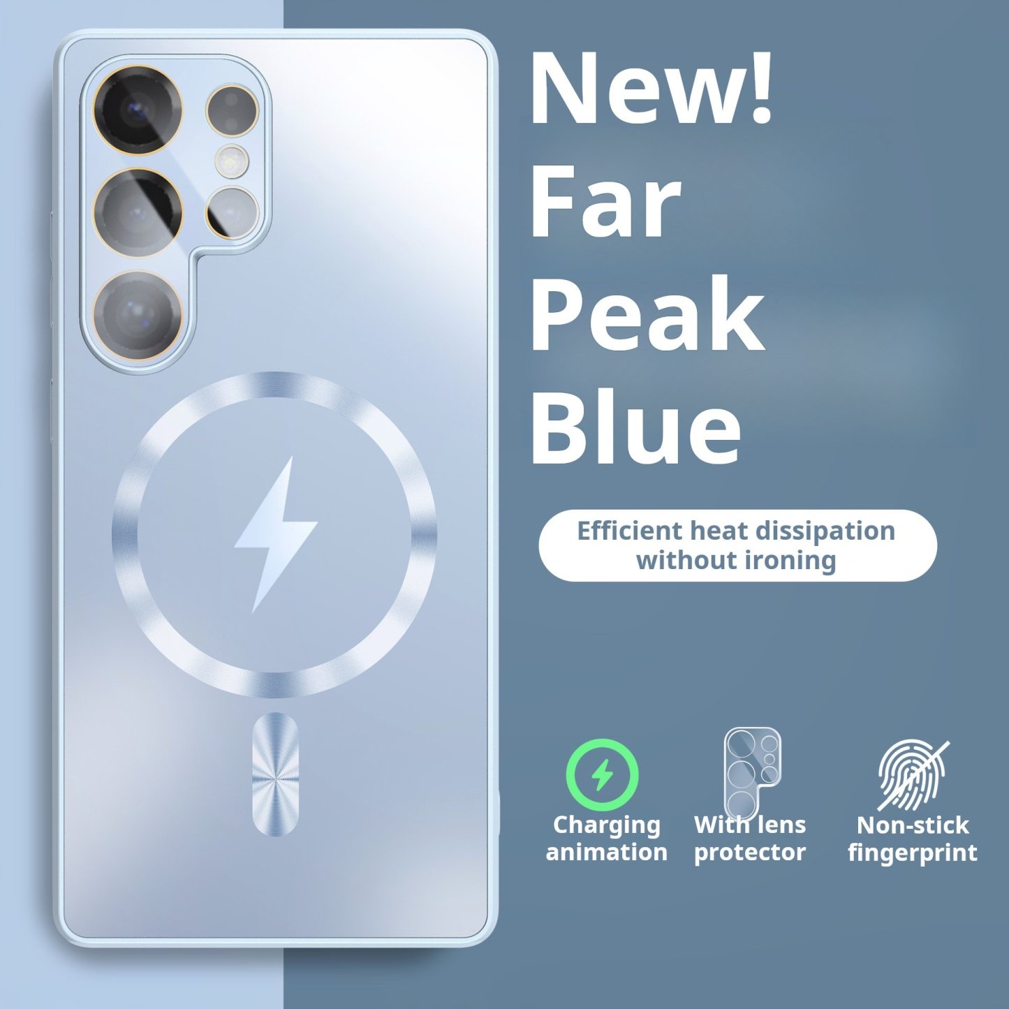 Lightning Magnetic Charging Matte Silky Feel Phone Case With Lens Protection for Samsung S25 S24 S23 Ultra