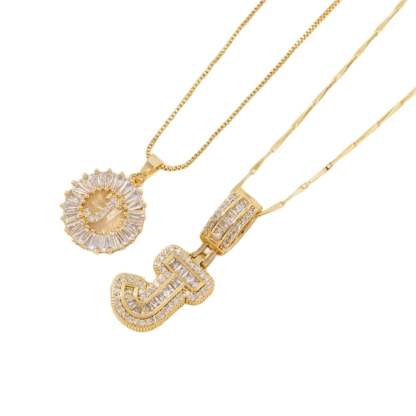 2 Pack - Initial Letter Pendant Necklaces with zircon stones for women fashion jewelry for parties birthdays valentine's day gift