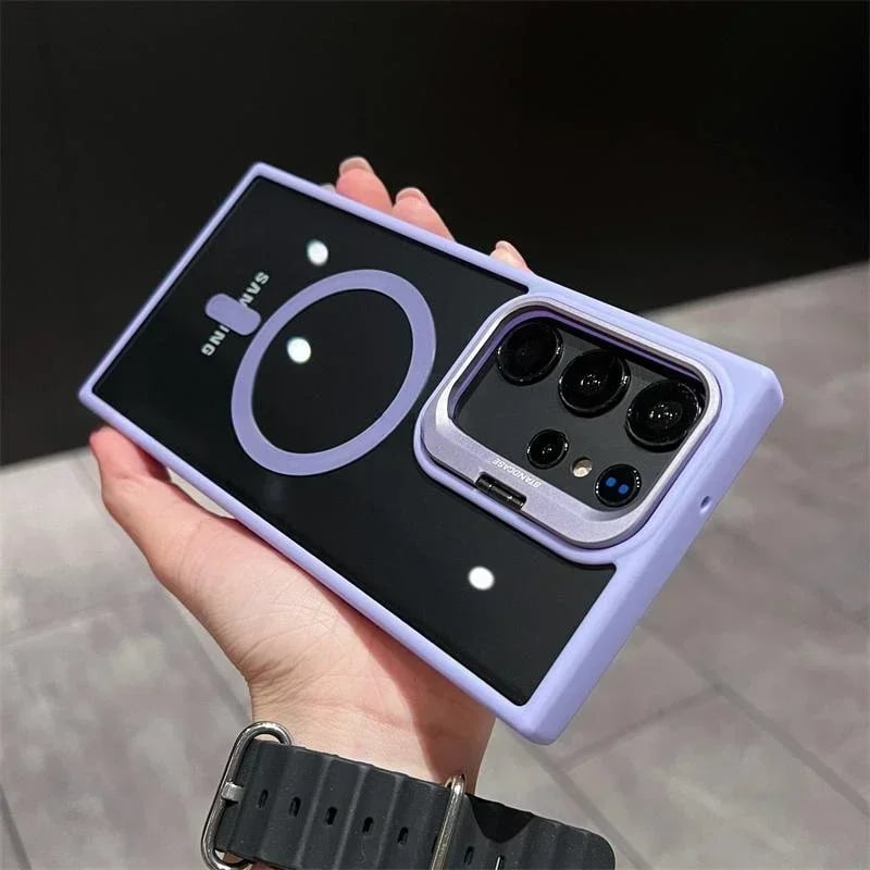 (S25 Updated) Magsafe Hidden Holder Clear Case For Samsung Galaxy S25 S24 Ultra S22 Plus S23 FE Shockproof Magnetic Wirelesss Charge Cover