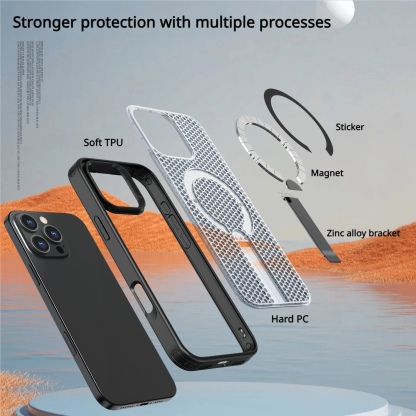 📲Honeycomb Heat Dissipation Magnetic Stand Case for iPhone 16/15/14/13/12 Series