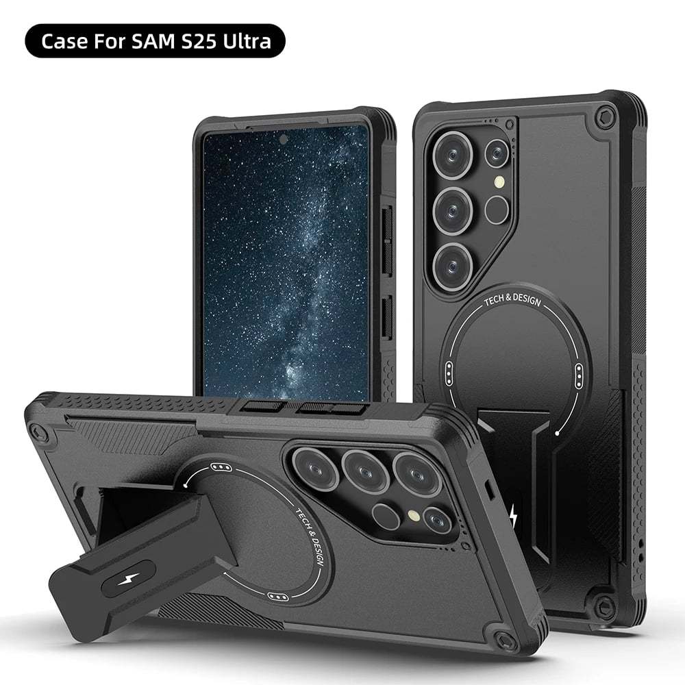 Military-grade anti-fall protective case with magnetic invisible bracket for Samsung