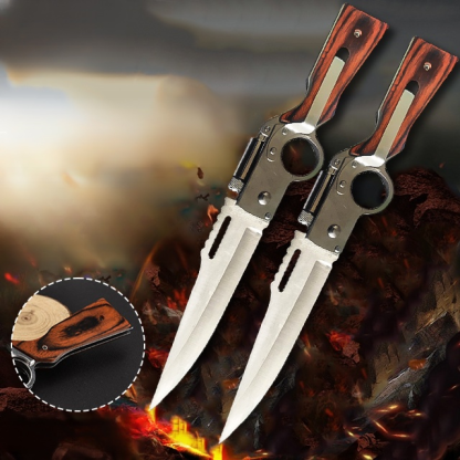 Multifunctional folding tool with wooden handle for self-defense