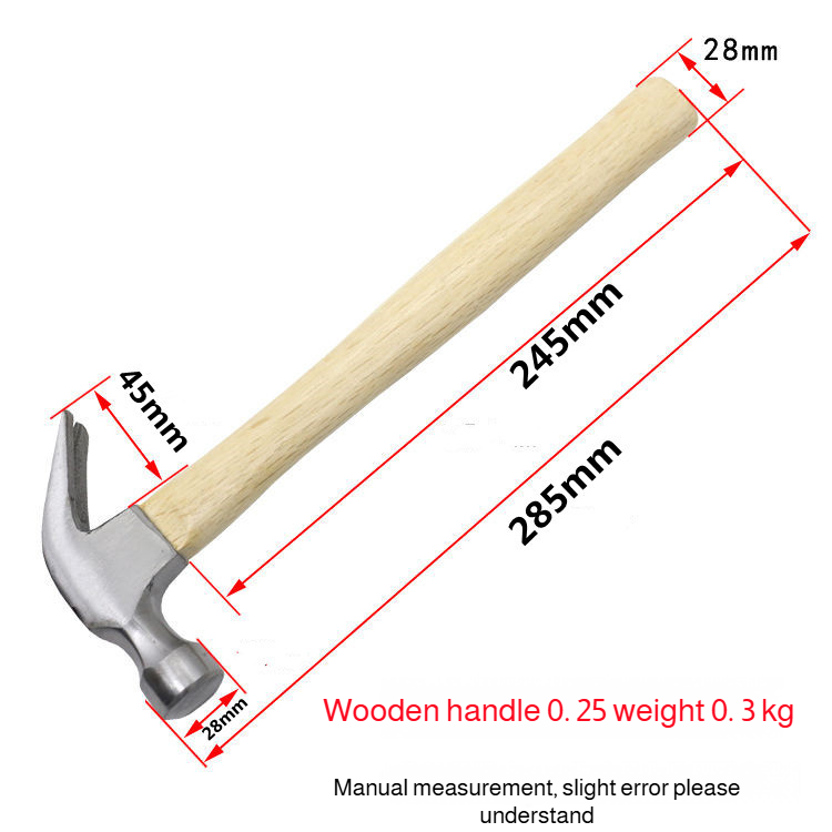 Claw hammer with wooden handle forging hammer