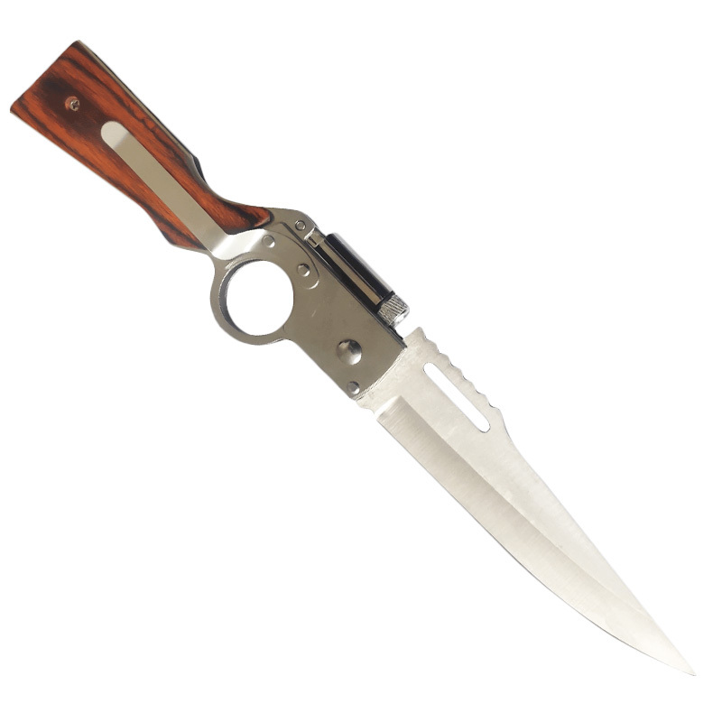 Multifunctional folding tool with wooden handle for self-defense