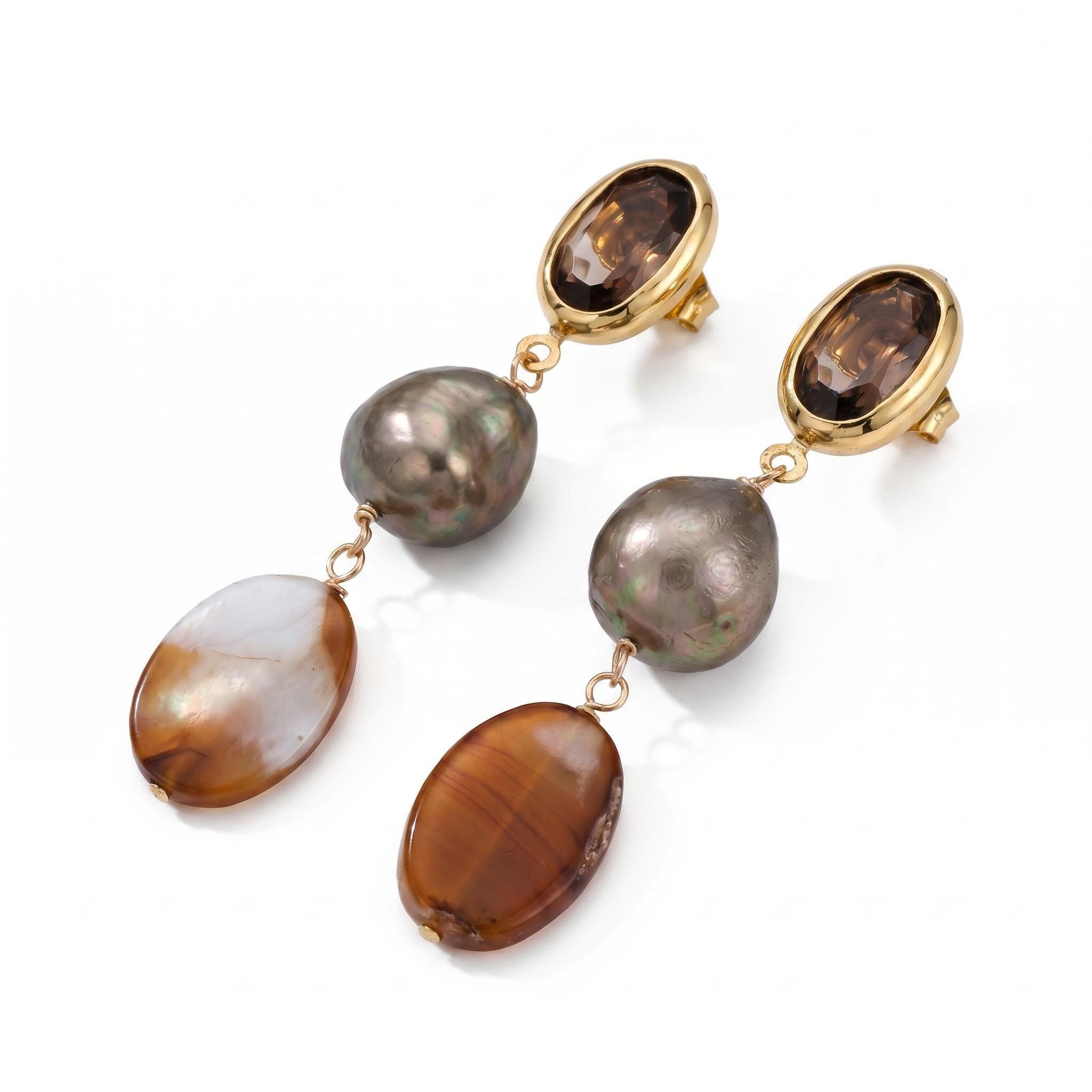 The "Grounding" Earth Layers – Tiger’s Eye, Baroque Pearl & Carnelian Drops