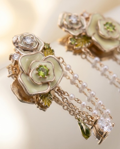 Gold-Tone Floral Chain Drop Earrings