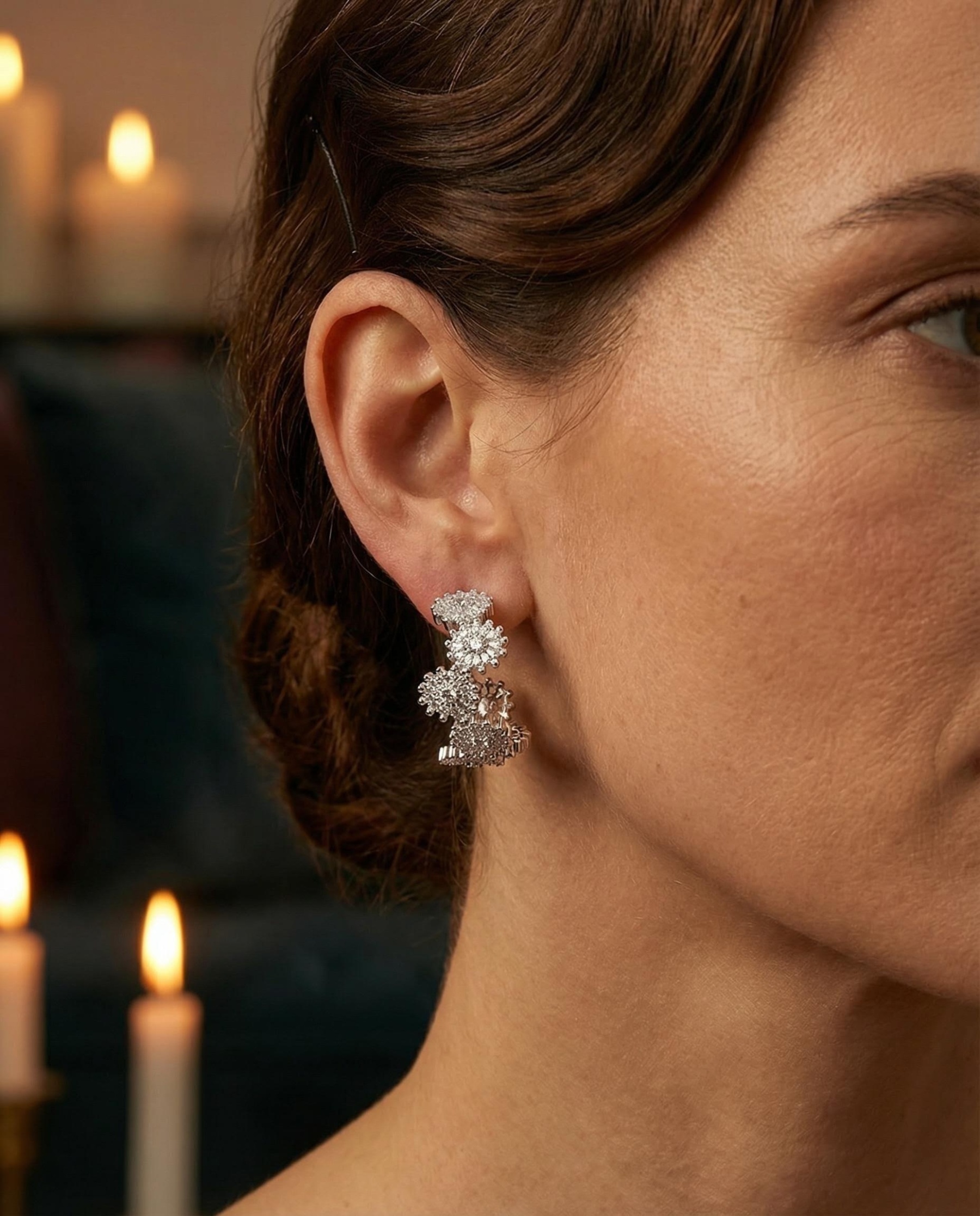 “Milky Way” Micro-Paved Diamond Wave Stud Earrings – Sterling Silver