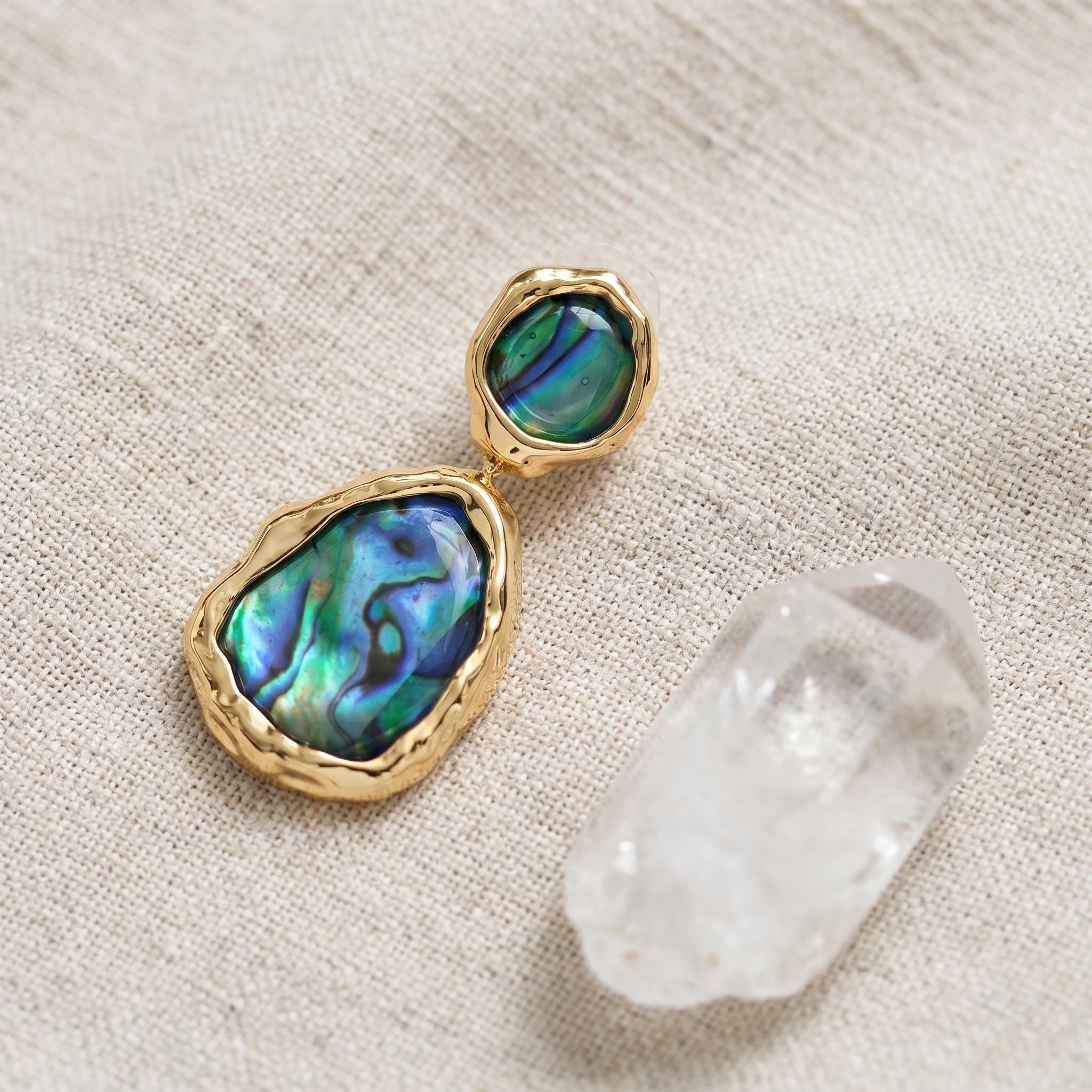 The "Grace" Twin Seashells – Natural Mother‑of‑Pearl Drop Earrings