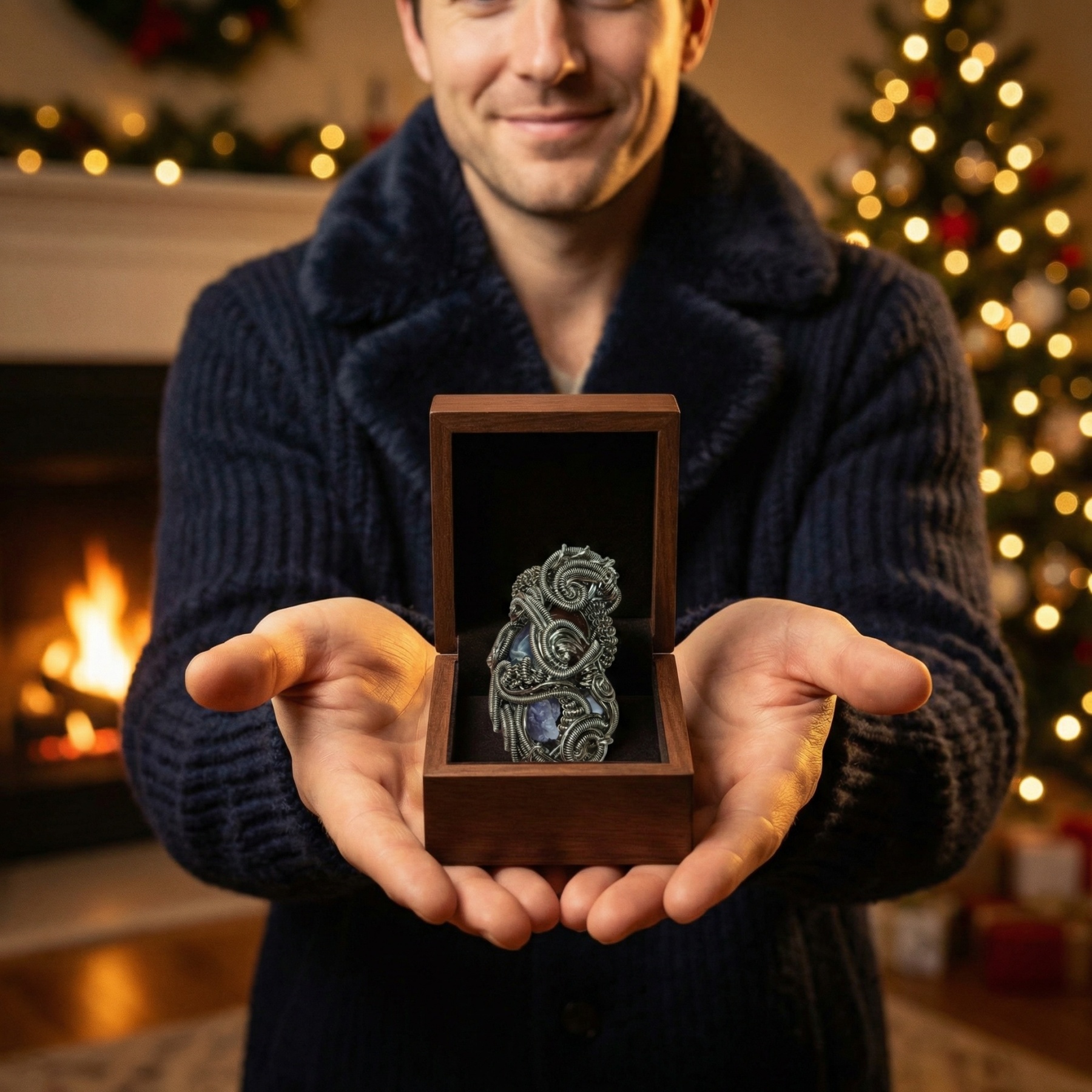 Antique Silver Filigree Wire Wrapped Crystal Pendant - Vintage Floral Elegance