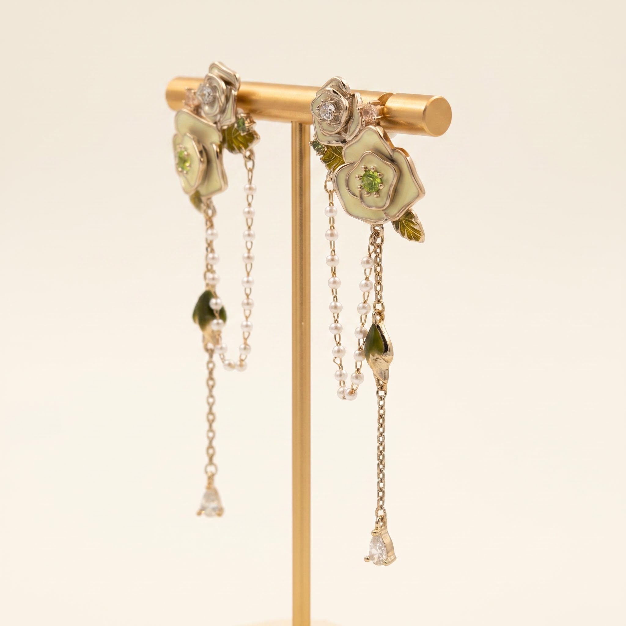 Gold-Tone Floral Chain Drop Earrings