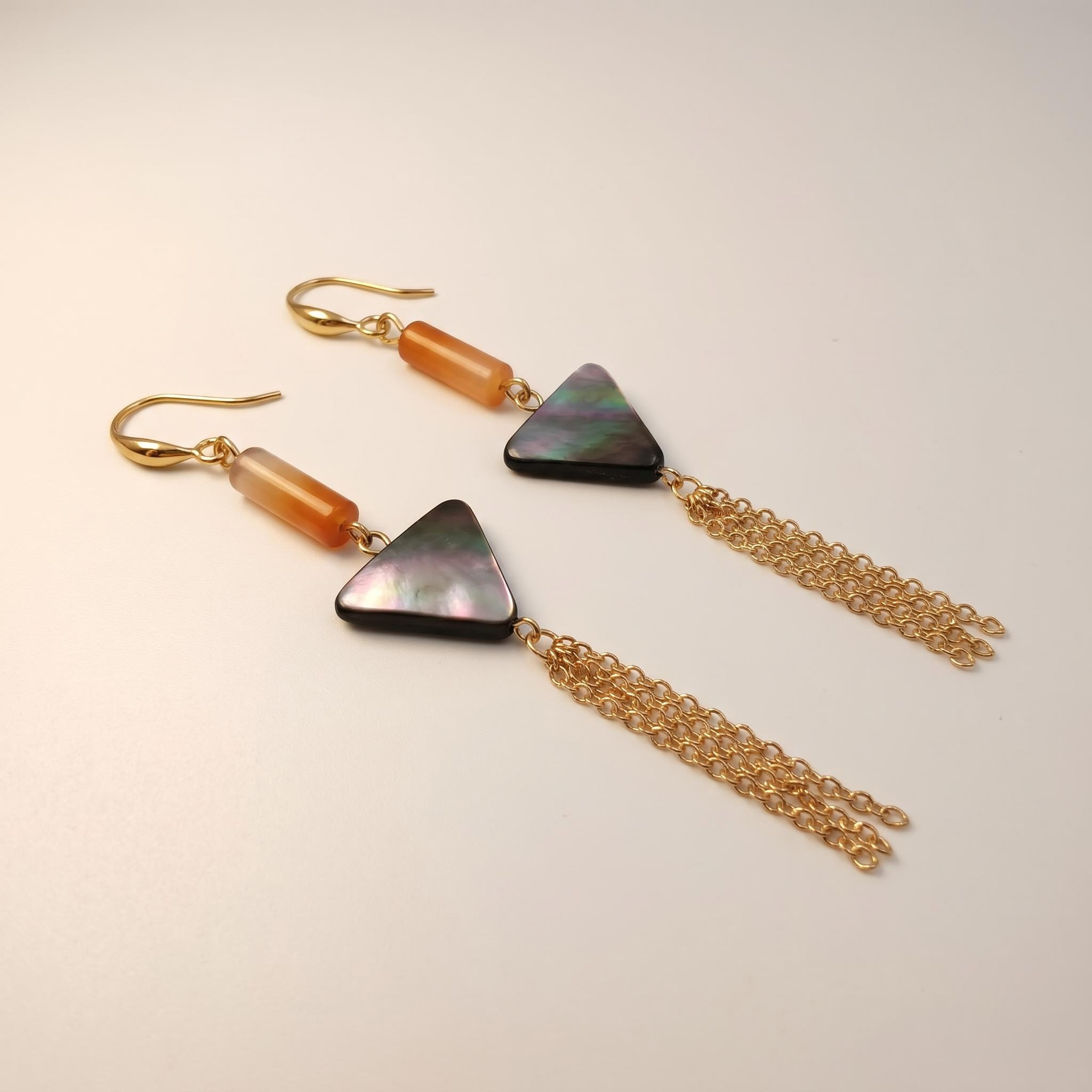 Gold-Tone Triangle Tassel Drop Earrings