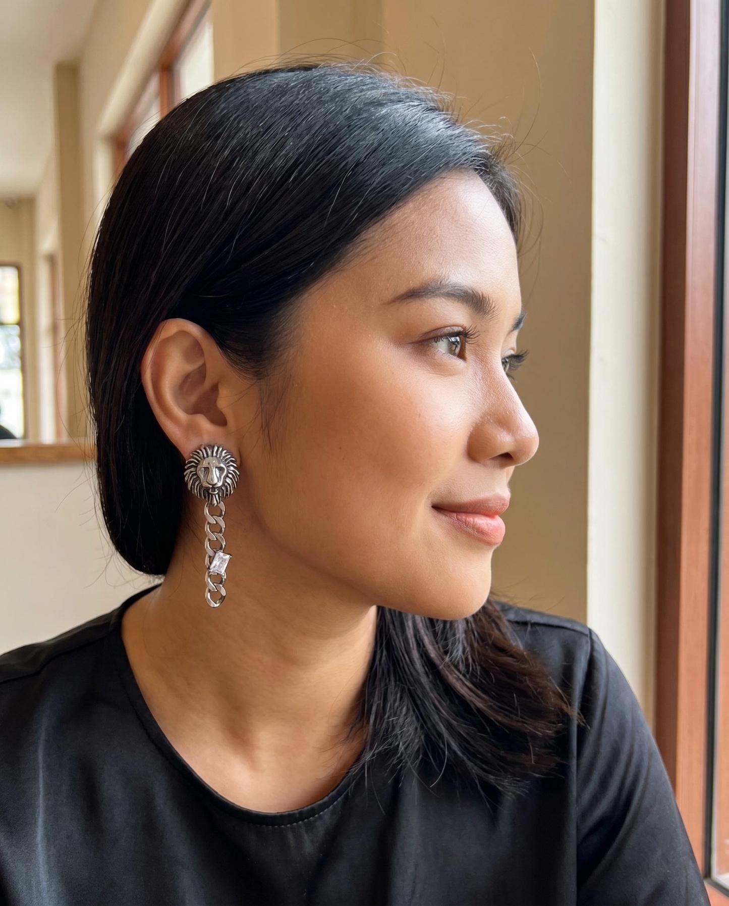 Silver-Tone Vintage Coin Chain Earrings