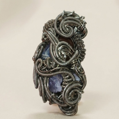 Antique Silver Filigree Wire Wrapped Crystal Pendant - Vintage Floral Elegance