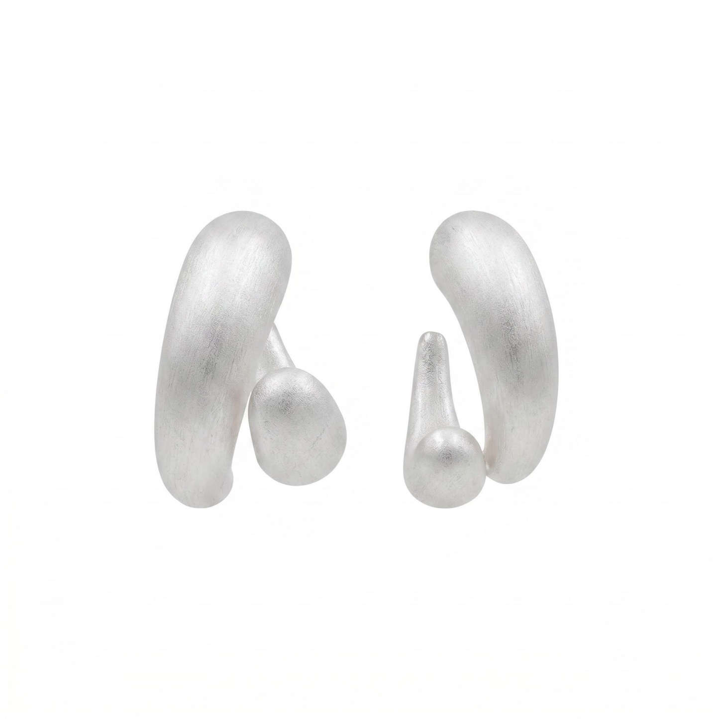 The "Presence" Unfolding Leaves – Matte Silver Asymmetric Studs