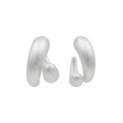 The "Presence" Unfolding Leaves – Matte Silver Asymmetric Studs