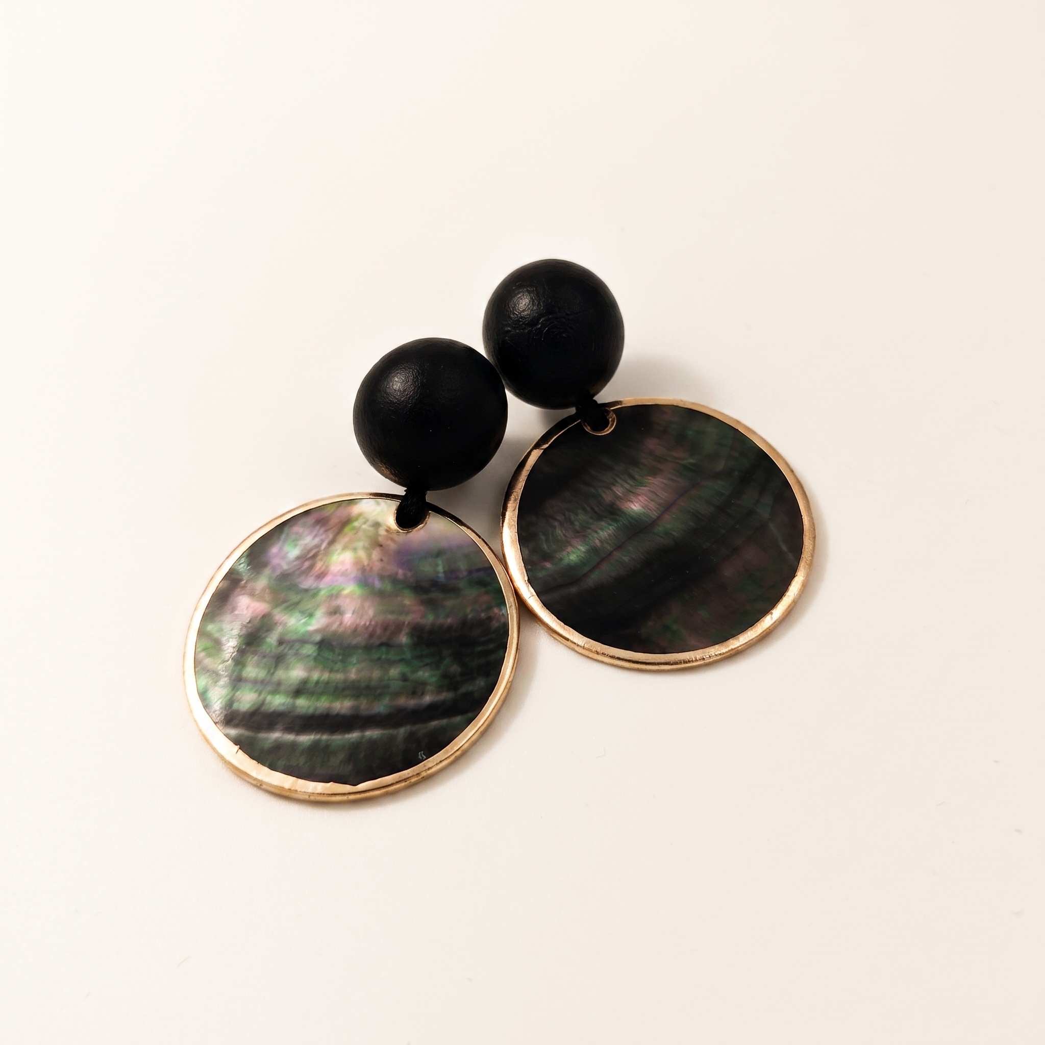 Gold-Tone Shell-Inspired Disc Statement Earrings