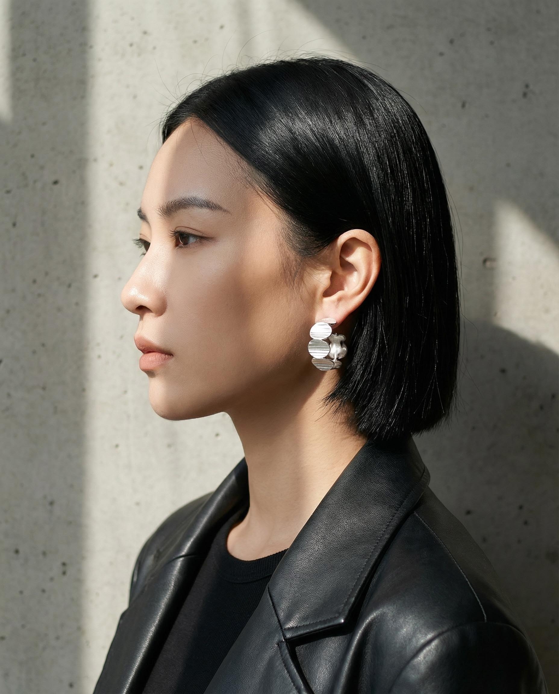 Twisted C-Shape Silver Ear Cuffs – Hand-Formed Industrial Chic
