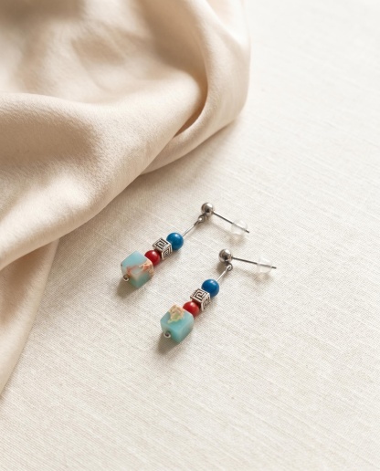 Colorful Beaded Drop Earrings
