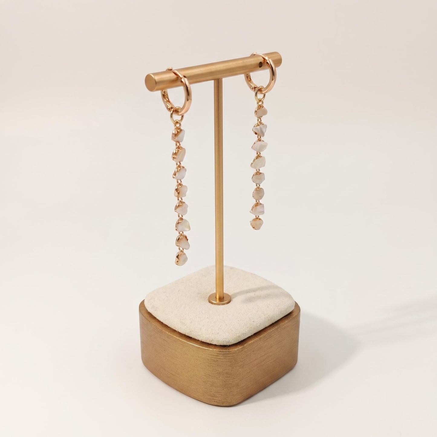 Gold-Tone Pearl-Like Chain Drop Earrings