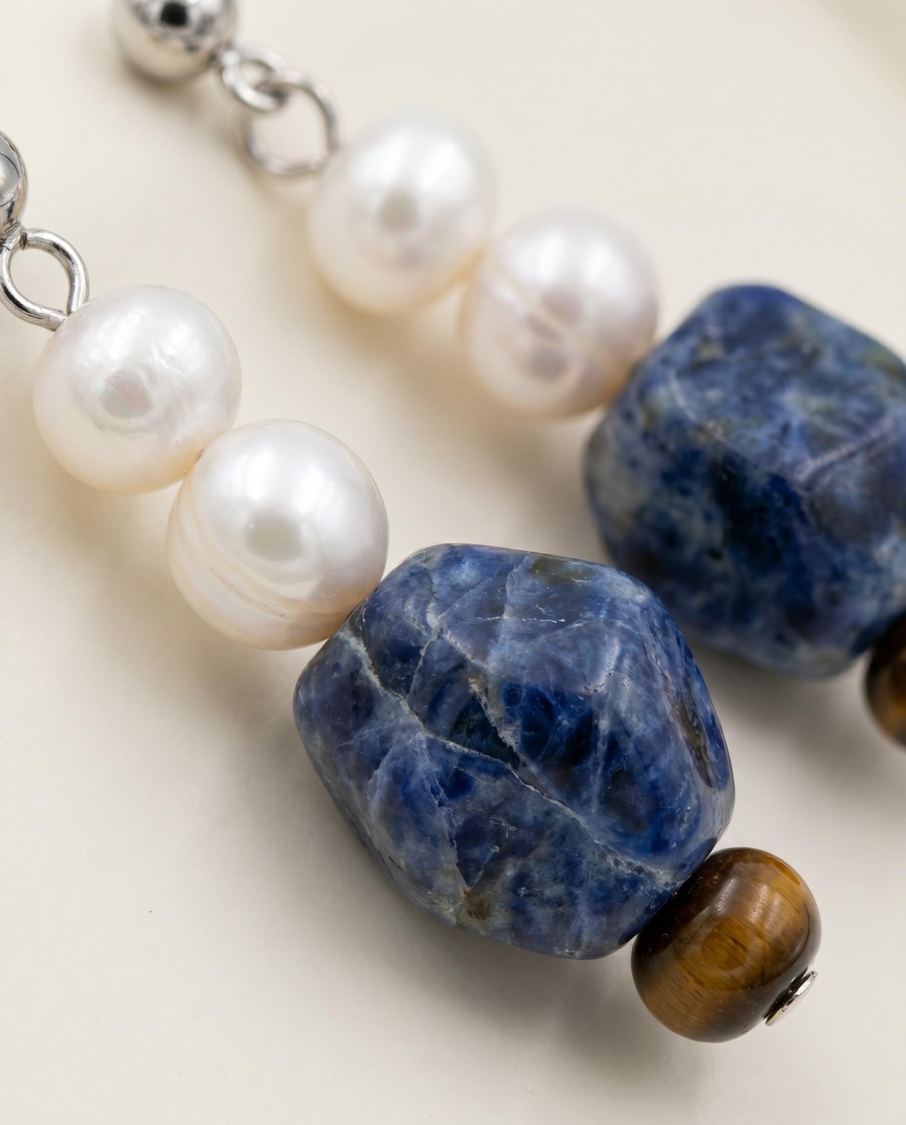 Pearl-Like Blue Stone-Like Drop Earrings