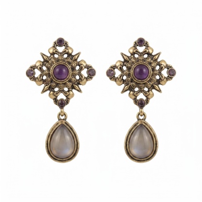 The "Intention" Moonlit Amethyst – Vintage Amethyst & Moonstone Drop Earrings