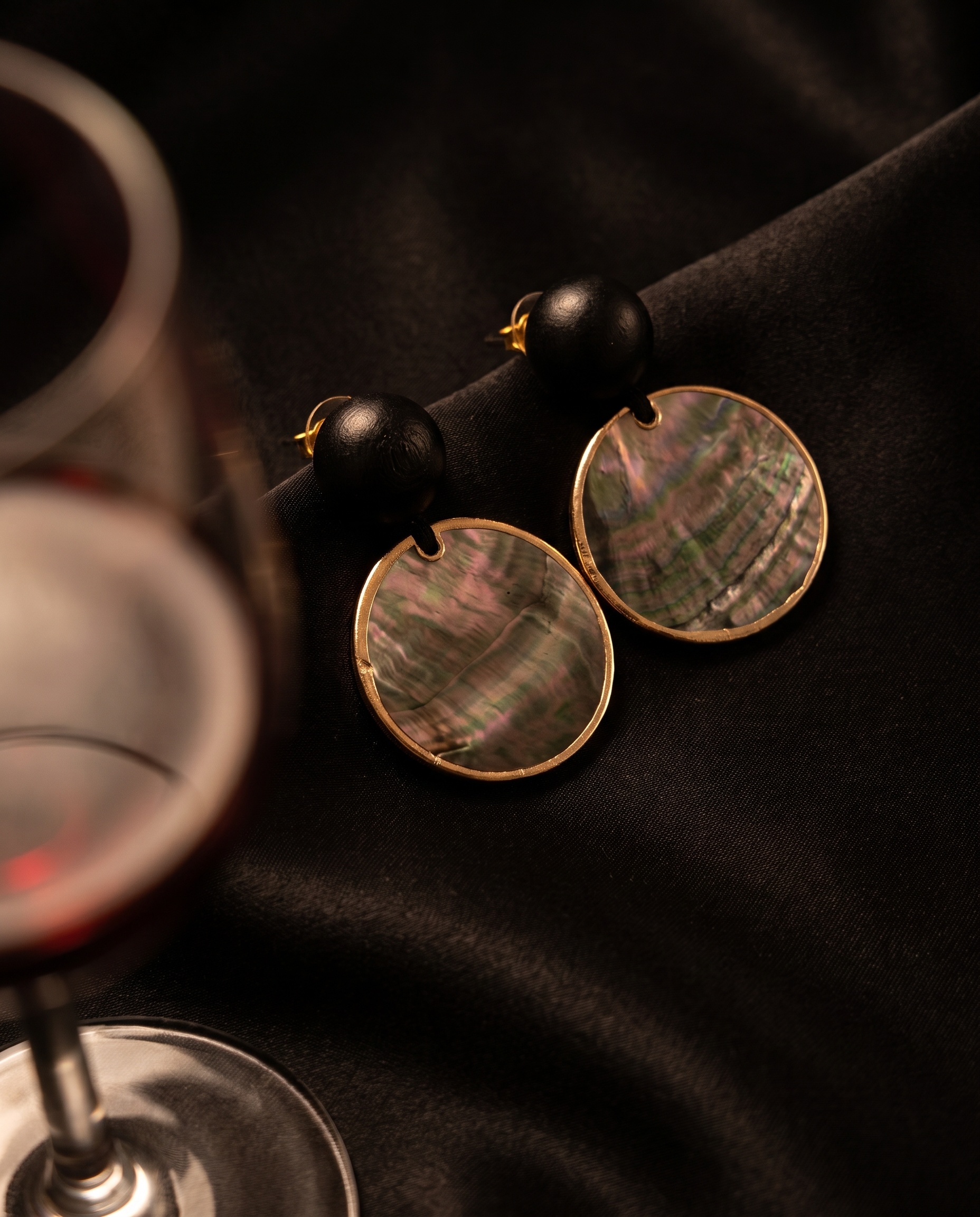 Gold-Tone Shell-Inspired Disc Statement Earrings
