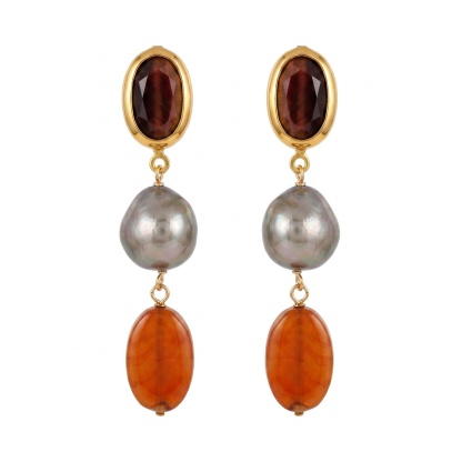 The "Grounding" Earth Layers – Tiger’s Eye, Baroque Pearl & Carnelian Drops
