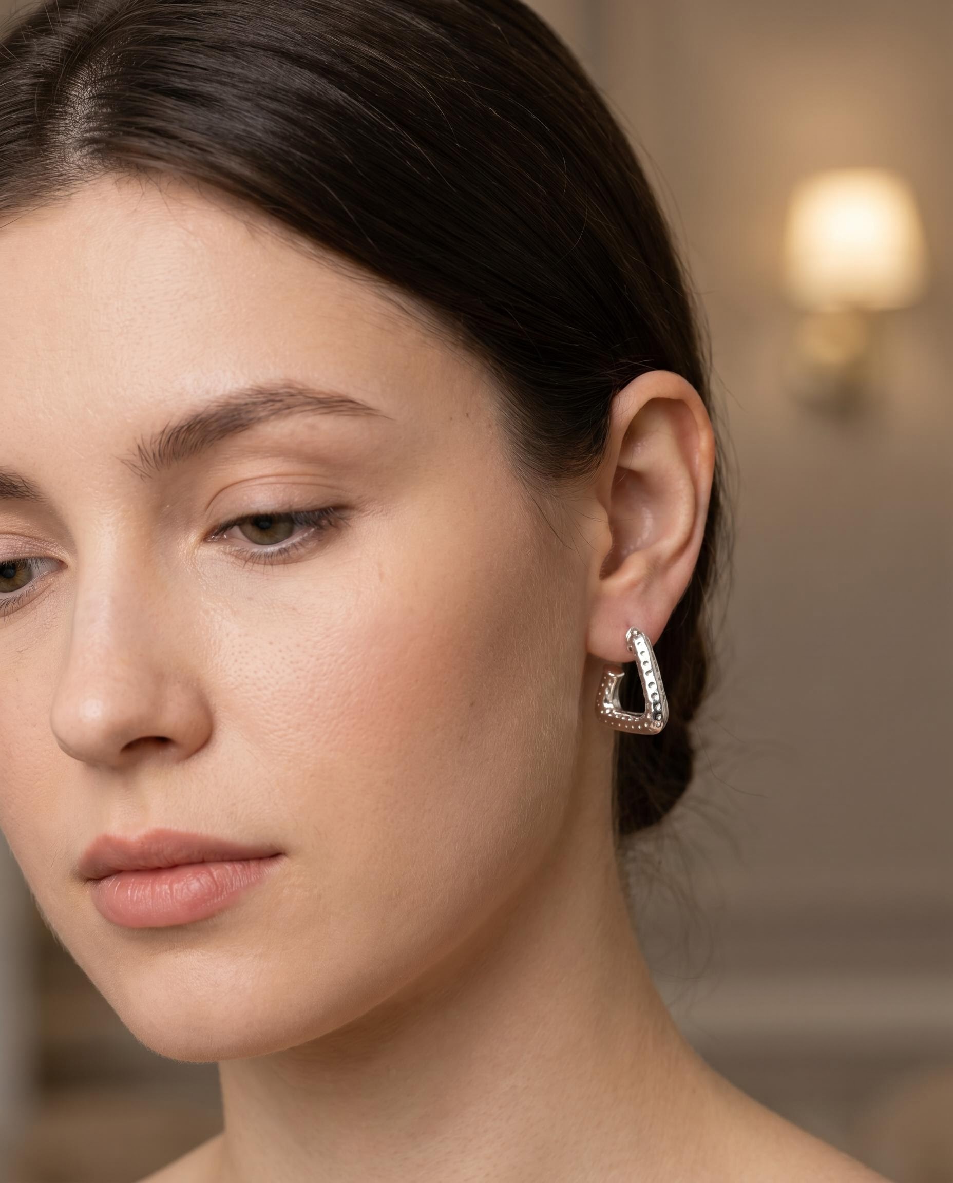 Silver-Tone Geometric Hoop Earrings