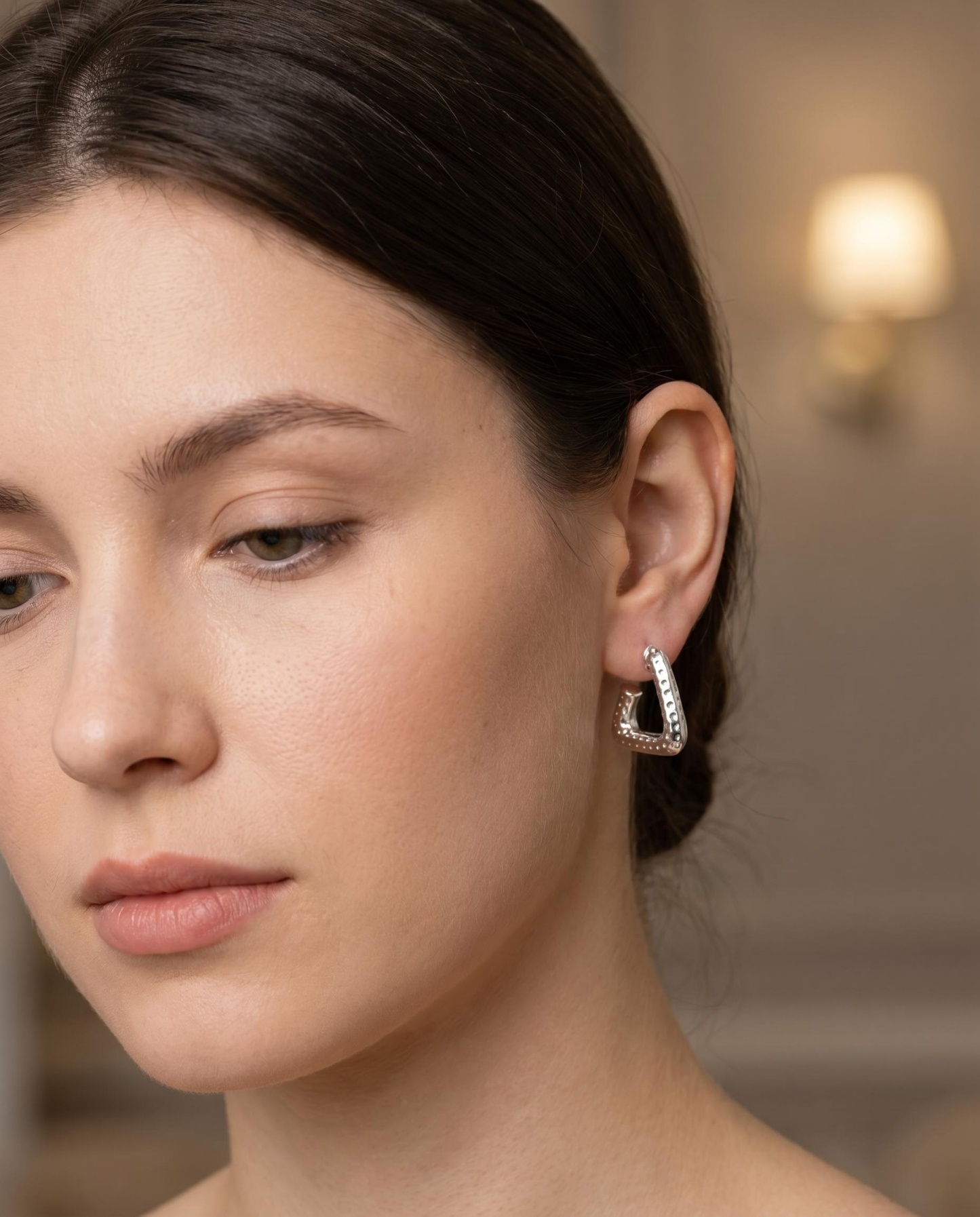 Silver-Tone Geometric Hoop Earrings
