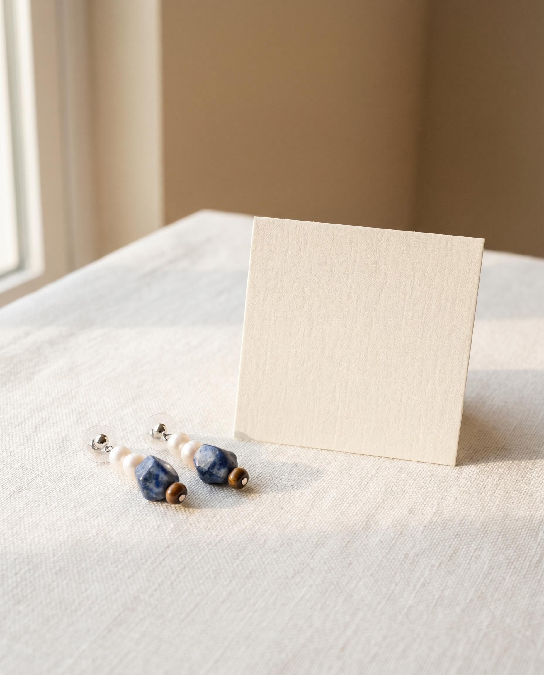 Pearl-Like Blue Stone-Like Drop Earrings