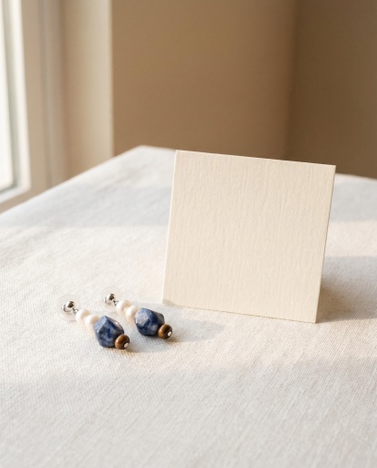 Pearl-Like Blue Stone-Like Drop Earrings