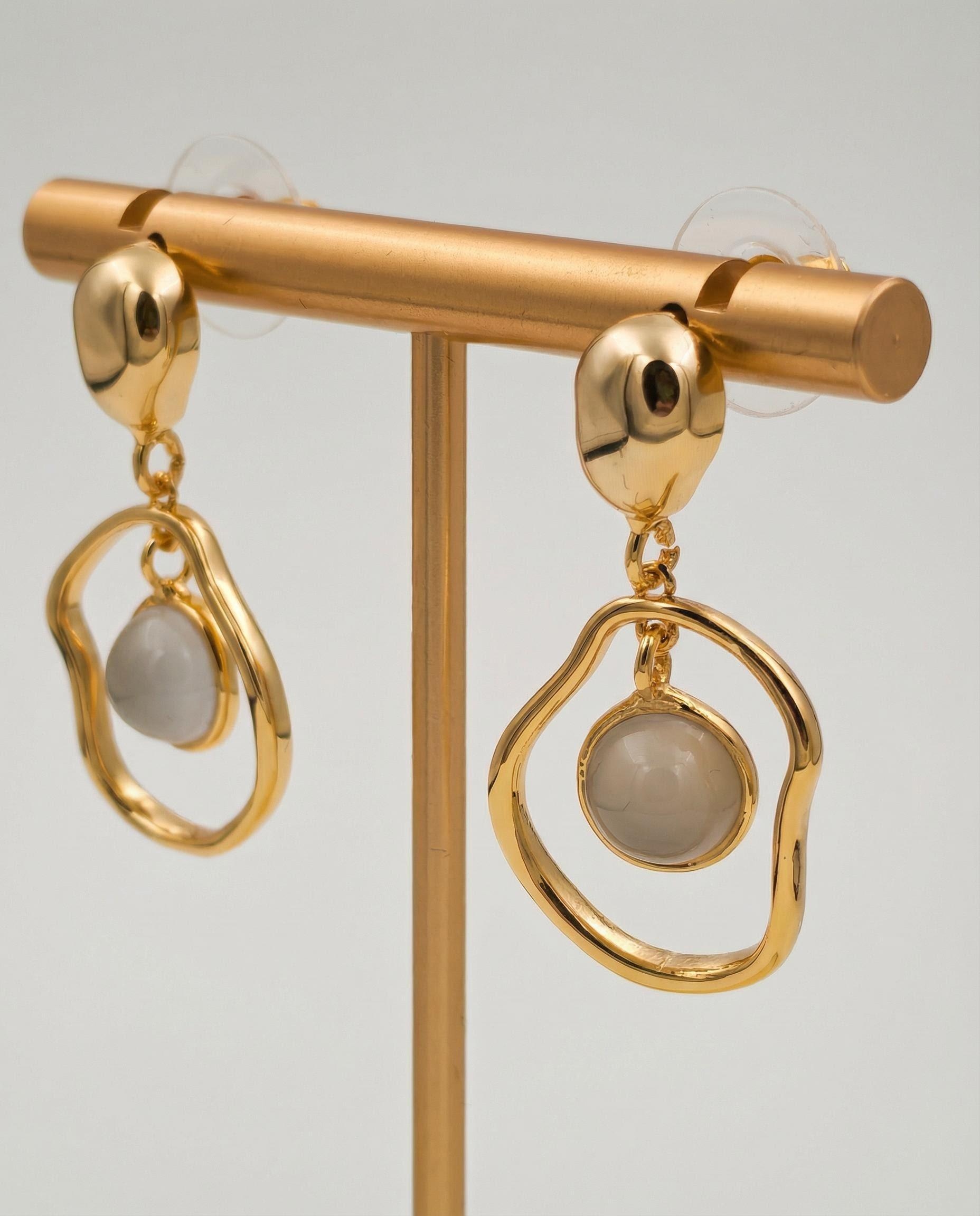 Handcrafted Moonstone Pendant in Textured Gold Frame – Unique Artisan Jewelry