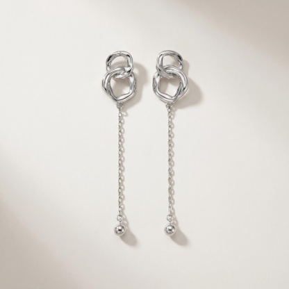 Silver-Tone Interlocking Ring Chain Drop Earrings