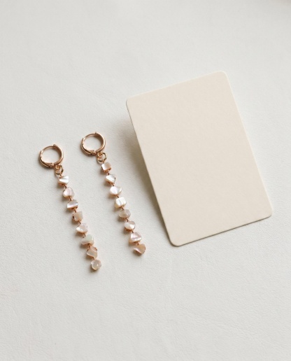 Gold-Tone Pearl-Like Chain Drop Earrings