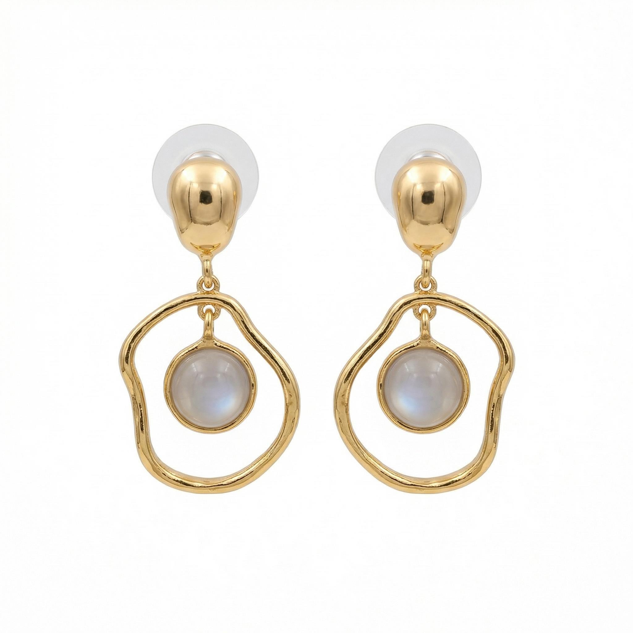 Handcrafted Moonstone Pendant in Textured Gold Frame – Unique Artisan Jewelry