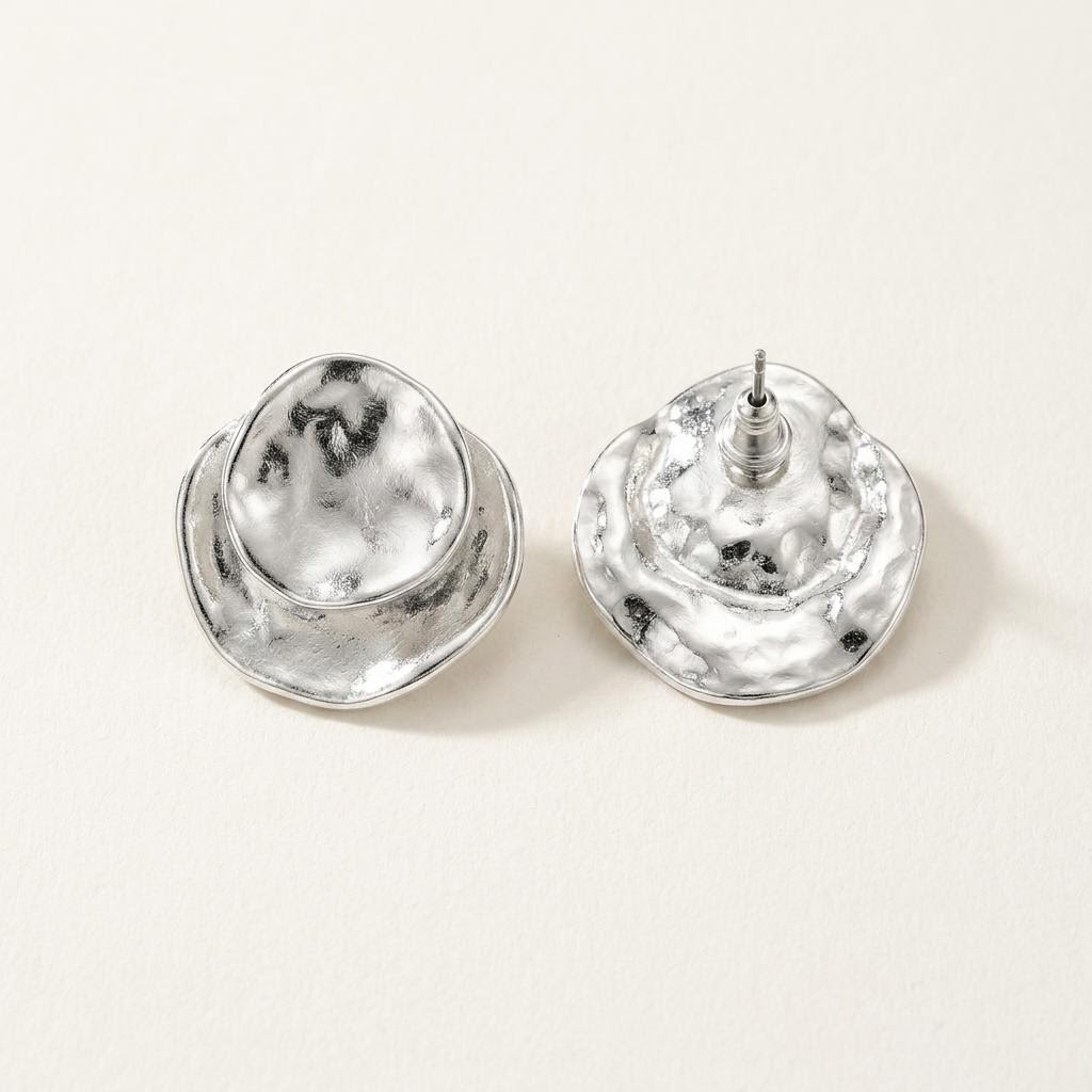 Silver-Tone Sculptural Stud Earrings