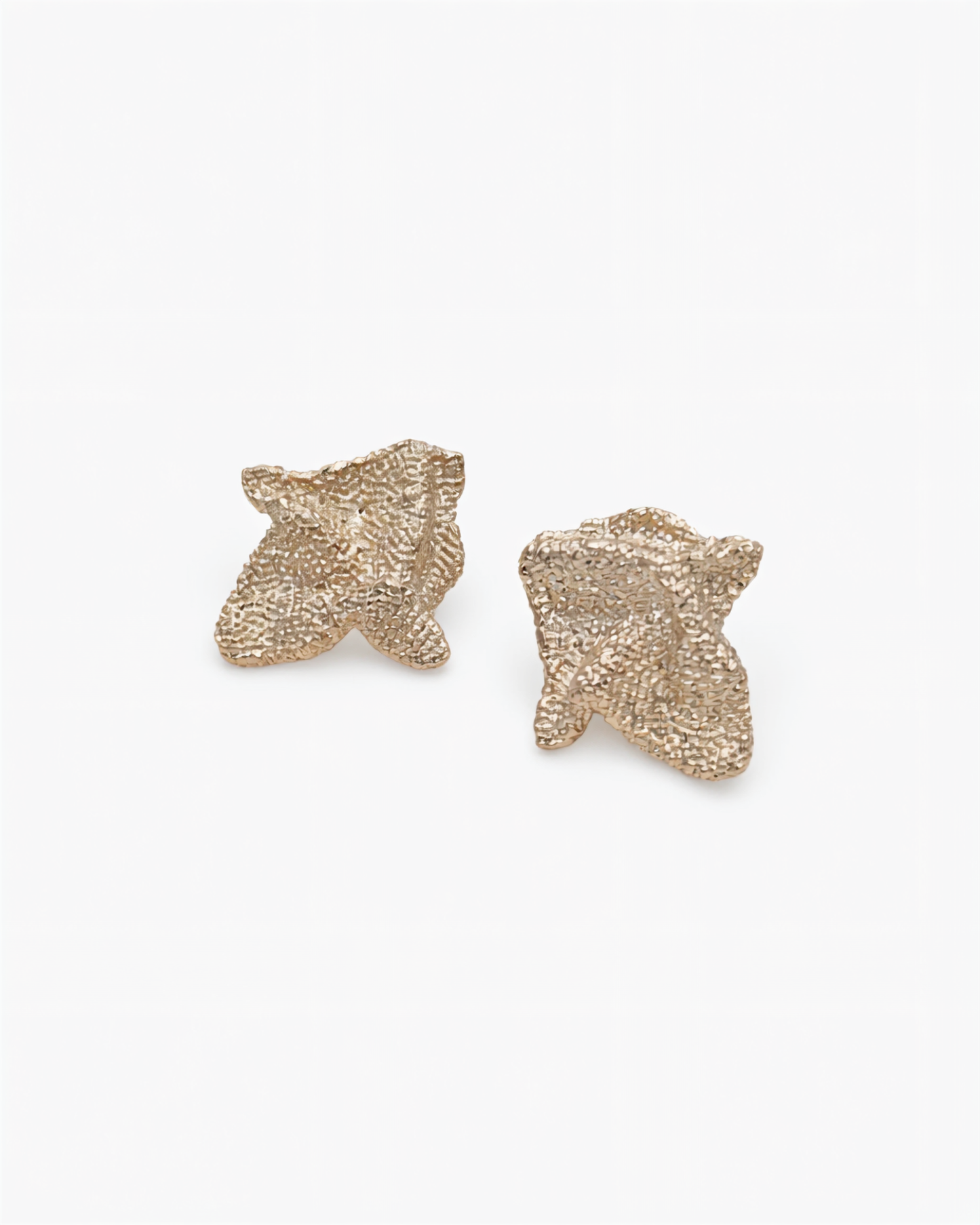 The "Grounding" Stone Cube – Hand‑Hammered Gold Geometric Studs