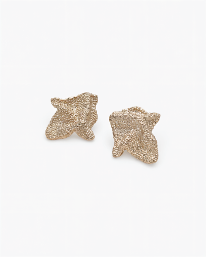 The "Grounding" Stone Cube – Hand‑Hammered Gold Geometric Studs