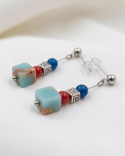 Colorful Beaded Drop Earrings