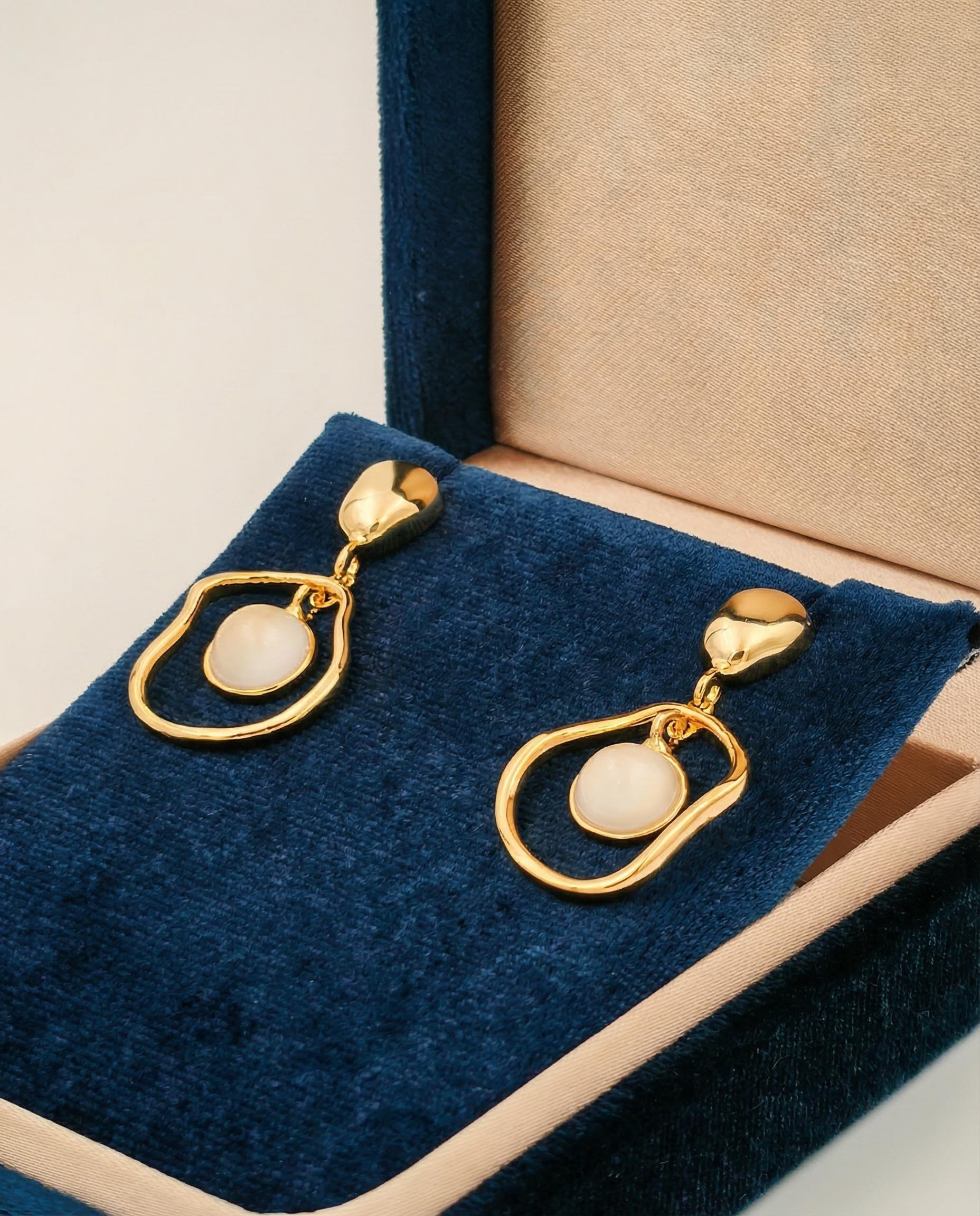 Handcrafted Moonstone Pendant in Textured Gold Frame – Unique Artisan Jewelry