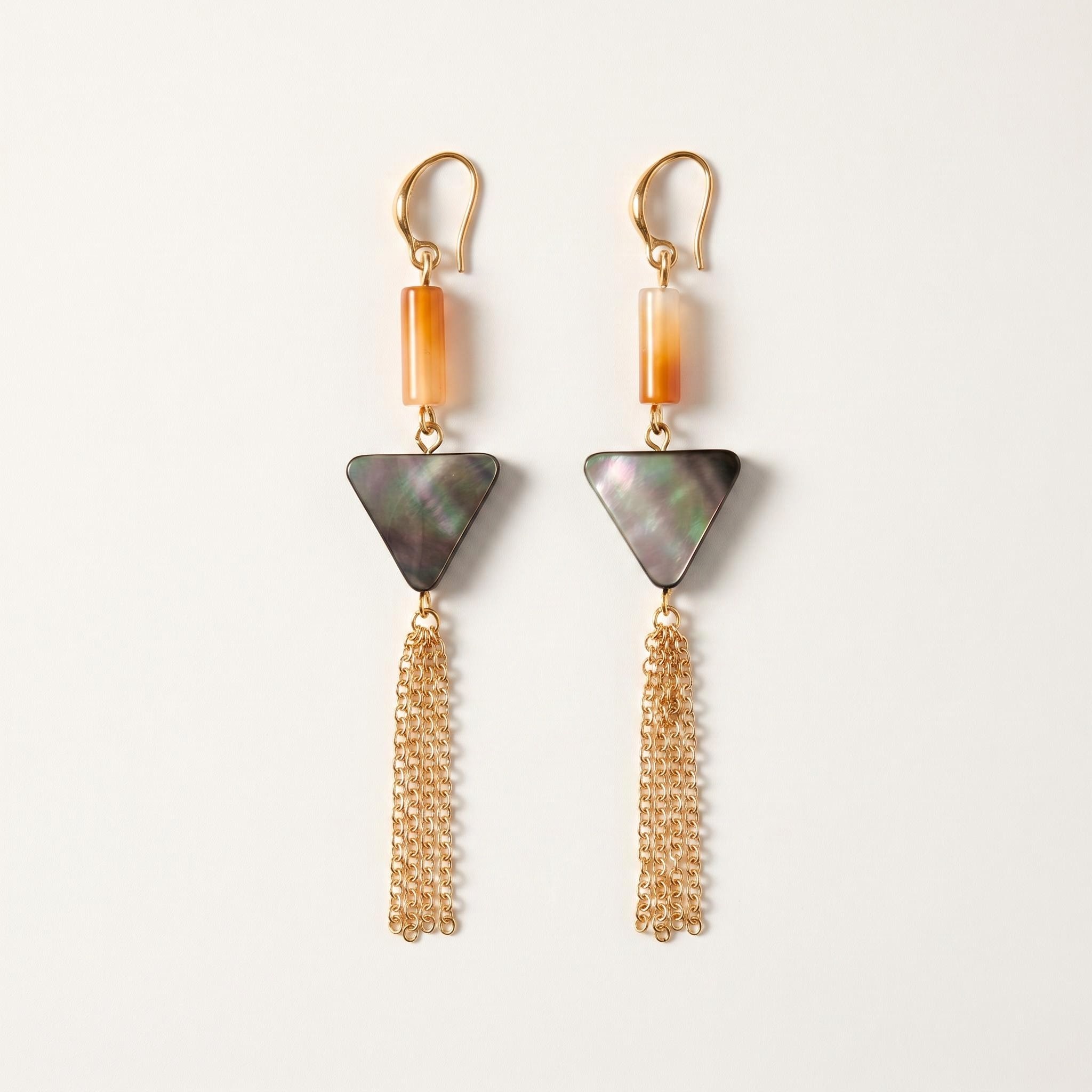 Gold-Tone Triangle Tassel Drop Earrings
