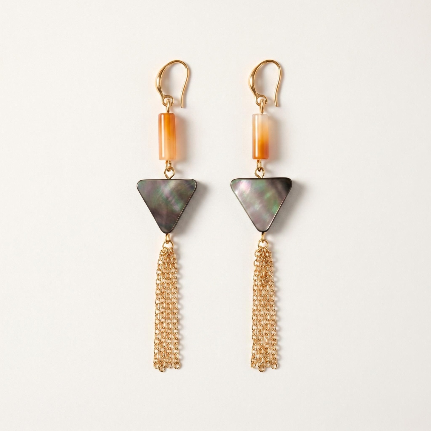 Gold-Tone Triangle Tassel Drop Earrings